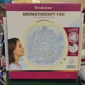 Brookstone White Aromatherapy Fan with LED New in Box